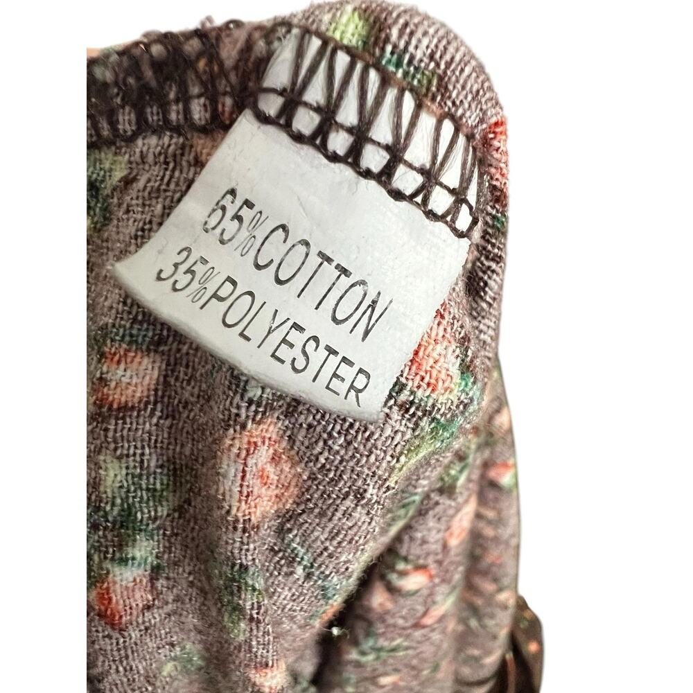 Floral Overall Jumpsuit Womens Large Brown Sleeveless Square Neck Pockets Boho - Picture 9 of 9